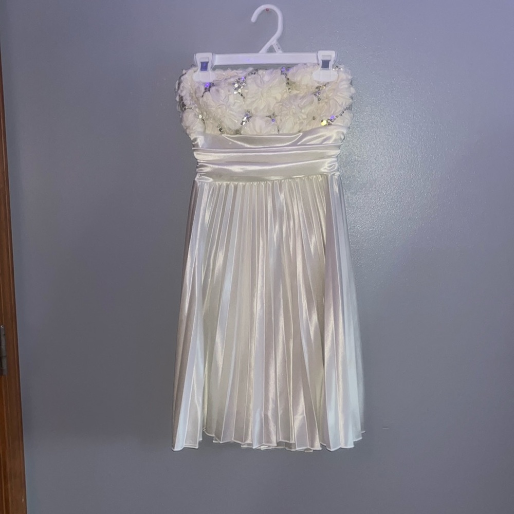 White Floral Strapless Dress